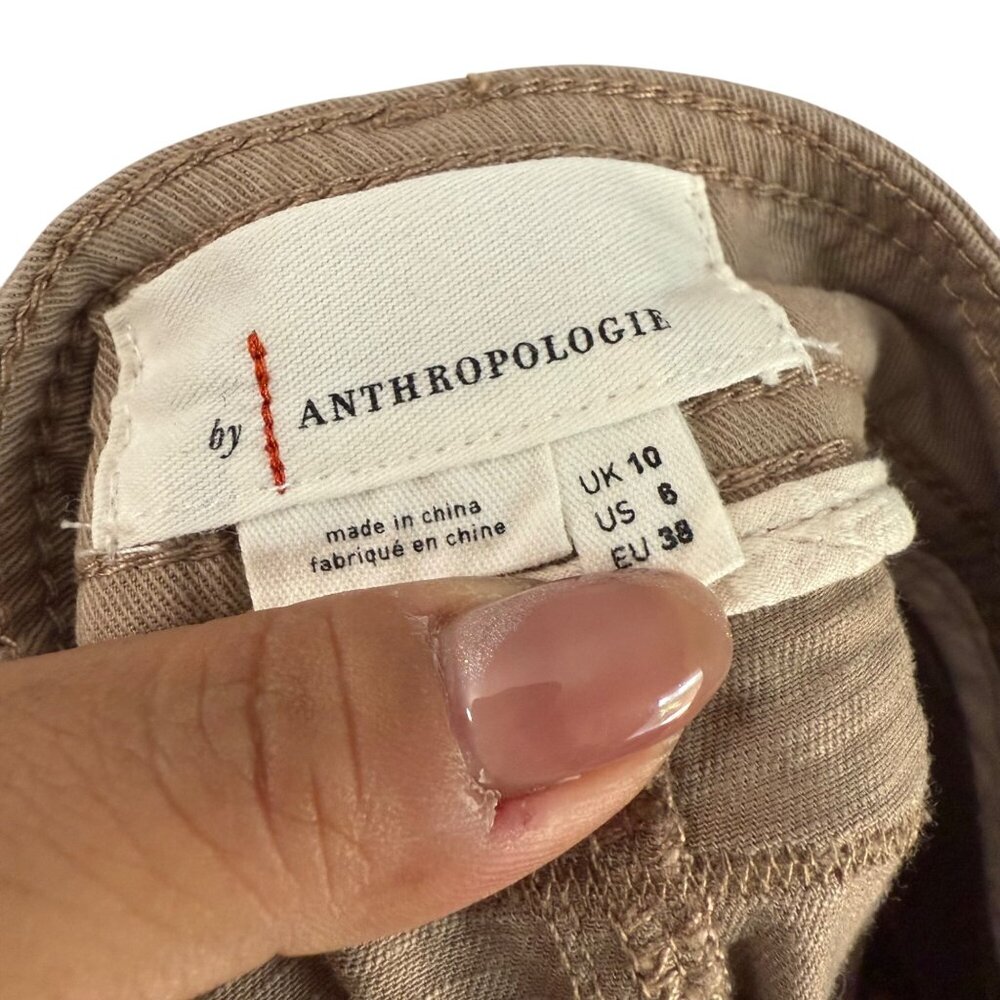 Anthropologie Tan Camo Patchwork Embroidered Rela… - image 4